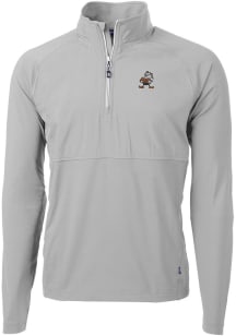 Cutter and Buck Cleveland Browns Mens Grey Adapt Eco Long Sleeve 1/4 Zip Pullover