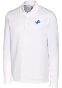 Cutter and Buck Detroit Lions Mens White Advantage Long Sleeve Polo Shirt