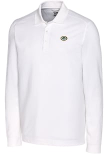 Cutter and Buck Green Bay Packers Mens White Advantage Long Sleeve Polo Shirt