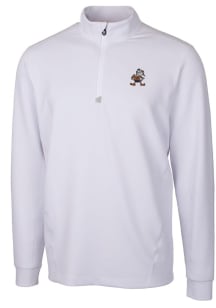 Cutter and Buck Cleveland Browns Mens White Traverse Long Sleeve 1/4 Zip Pullover
