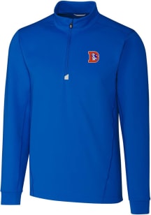 Cutter and Buck Denver Broncos Mens Blue Historic Traverse Long Sleeve 1/4 Zip Pullover