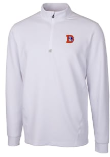 Cutter and Buck Denver Broncos Mens White Historic Traverse Long Sleeve 1/4 Zip Pullover