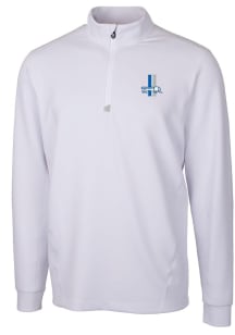 Cutter and Buck Detroit Lions Mens White Traverse Long Sleeve 1/4 Zip Pullover