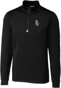 Cutter and Buck Green Bay Packers Mens Black Historic Traverse Long Sleeve 1/4 Zip Pullover