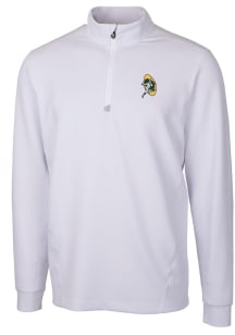 Cutter and Buck Green Bay Packers Mens White Historic Traverse Long Sleeve 1/4 Zip Pullover