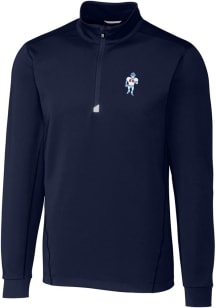 Cutter and Buck Houston Texans Mens Navy Blue Historic Traverse Long Sleeve 1/4 Zip Pullover