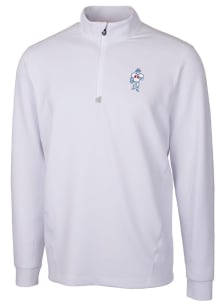 Cutter and Buck Houston Texans Mens White Historic Traverse Long Sleeve 1/4 Zip Pullover