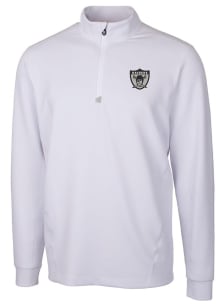 Cutter and Buck Las Vegas Raiders Mens White Historic Traverse Long Sleeve 1/4 Zip Pullover