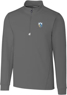 Cutter and Buck Los Angeles Chargers Mens Grey Historic Traverse Long Sleeve 1/4 Zip Pullover
