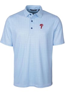 Cutter and Buck Philadelphia Phillies Mens Blue Pike Double Dot Short Sleeve Polo
