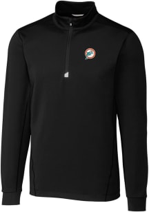 Cutter and Buck Miami Dolphins Mens Black Traverse Long Sleeve 1/4 Zip Pullover