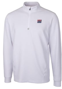 Cutter and Buck New York Giants Mens White Historic Traverse Long Sleeve 1/4 Zip Pullover