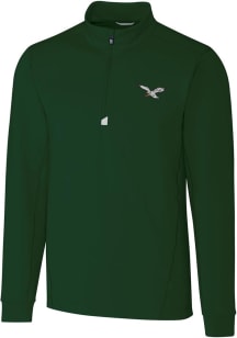 Cutter and Buck Philadelphia Eagles Mens Kelly Green Historic Traverse Long Sleeve Qtr Zip Pullove..