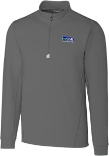 Cutter and Buck Seattle Seahawks Mens Grey Historic Traverse Long Sleeve 1/4 Zip Pullover