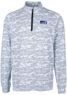 Cutter and Buck Seattle Seahawks Mens Charcoal Historic Traverse Camo Long Sleeve Qtr Zip Pullov..