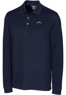 Cutter and Buck Los Angeles Chargers Mens Navy Blue Advantage Long Sleeve Polo Shirt