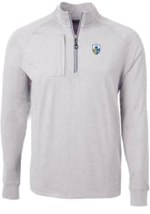 Cutter and Buck Los Angeles Chargers Mens Grey Historic Adapt Eco Long Sleeve 1/4 Zip Pullover