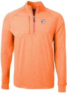 Cutter and Buck Miami Dolphins Mens Orange Historic Adapt Eco Long Sleeve 1/4 Zip Pullover