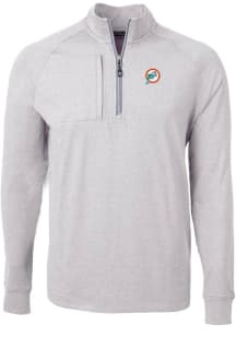 Cutter and Buck Miami Dolphins Mens Grey Historic Adapt Eco Long Sleeve 1/4 Zip Pullover