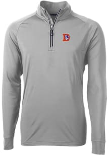 Cutter and Buck Denver Broncos Mens Grey Historic Adapt Eco Knit Long Sleeve 1/4 Zip Pullover
