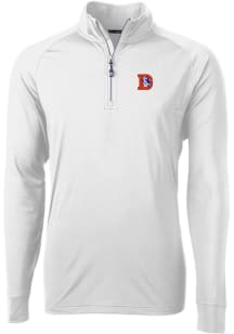 Cutter and Buck Denver Broncos Mens White Historic Adapt Eco Knit Long Sleeve 1/4 Zip Pullover