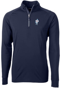 Cutter and Buck Houston Texans Mens Navy Blue Historic Adapt Eco Knit Long Sleeve 1/4 Zip Pullov..