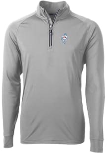 Cutter and Buck Houston Texans Mens Grey Historic Adapt Eco Knit Long Sleeve 1/4 Zip Pullover