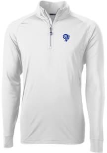 Cutter and Buck Los Angeles Rams Mens White Historic Adapt Eco Knit Long Sleeve 1/4 Zip Pullover