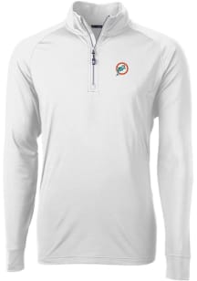 Cutter and Buck Miami Dolphins Mens White Historic Adapt Eco Knit Long Sleeve 1/4 Zip Pullover