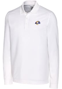Cutter and Buck Los Angeles Rams Mens White Advantage Long Sleeve Polo Shirt