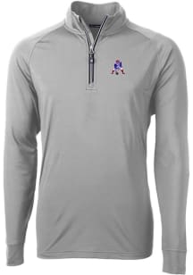 Cutter and Buck New England Patriots Mens Grey Historic Adapt Eco Knit Long Sleeve 1/4 Zip Pullo..