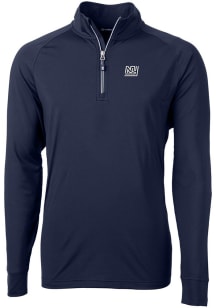 Cutter and Buck New York Giants Mens Navy Blue Historic Adapt Eco Knit Long Sleeve 1/4 Zip Pullo..