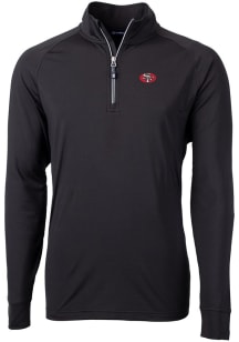 Cutter and Buck San Francisco 49ers Mens Black Historic Adapt Eco Knit Long Sleeve 1/4 Zip Pullo..