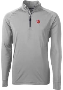 Cutter and Buck Tampa Bay Buccaneers Mens Grey Historic Adapt Eco Knit Long Sleeve 1/4 Zip Pullo..