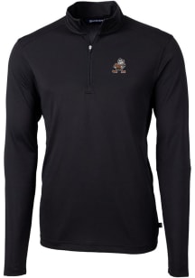 Cutter and Buck Cleveland Browns Mens Black Virtue Eco Pique Long Sleeve 1/4 Zip Pullover