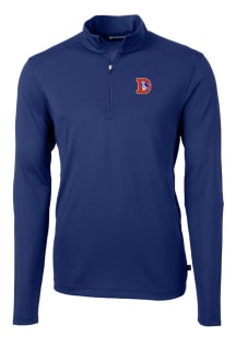 Cutter and Buck Denver Broncos Mens Blue Virtue Eco Pique Long Sleeve 1/4 Zip Pullover