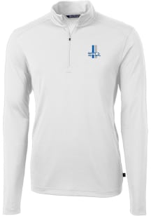Cutter and Buck Detroit Lions Mens White Virtue Eco Pique Long Sleeve 1/4 Zip Pullover