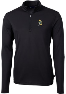 Cutter and Buck Green Bay Packers Mens Black Historic Virtue Eco Pique Long Sleeve 1/4 Zip Pullo..