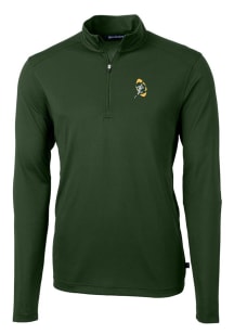 Cutter and Buck Green Bay Packers Mens Green Historic Virtue Eco Pique Long Sleeve 1/4 Zip Pullo..