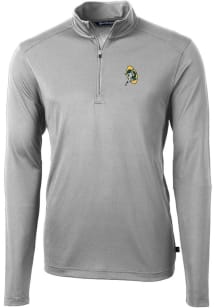 Cutter and Buck Green Bay Packers Mens Grey Historic Virtue Eco Pique Long Sleeve 1/4 Zip Pullov..