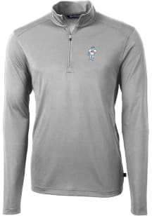 Cutter and Buck Houston Texans Mens Grey Historic Virtue Eco Pique Long Sleeve 1/4 Zip Pullover
