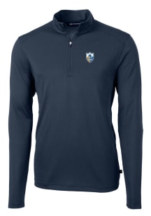 Cutter and Buck Los Angeles Chargers Mens Navy Blue Virtue Eco Pique Long Sleeve 1/4 Zip Pullove..