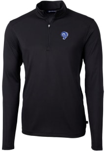 Cutter and Buck Los Angeles Rams Mens Black Virtue Eco Pique Long Sleeve 1/4 Zip Pullover