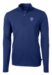 Cutter and Buck Los Angeles Rams Mens Blue Historic Virtue Eco Pique Long Sleeve 1/4 Zip Pullove..