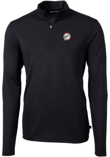 Cutter and Buck Miami Dolphins Mens Black Virtue Eco Pique Long Sleeve 1/4 Zip Pullover