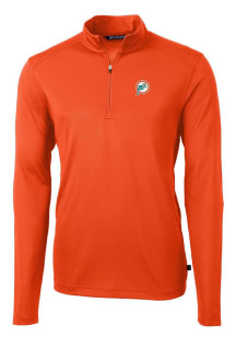 Cutter and Buck Miami Dolphins Mens Orange Virtue Eco Pique Long Sleeve 1/4 Zip Pullover