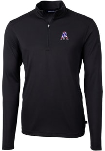 Cutter and Buck New England Patriots Mens Black Virtue Eco Pique Long Sleeve 1/4 Zip Pullover