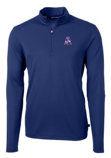 Cutter and Buck New England Patriots Mens Blue Historic Virtue Eco Pique Long Sleeve 1/4 Zip Pul..