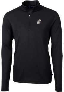 Cutter and Buck New Orleans Saints Mens Black Historic Virtue Eco Pique Long Sleeve 1/4 Zip Pull..
