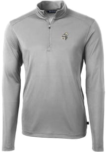 Cutter and Buck New Orleans Saints Mens Grey Historic Virtue Eco Pique Long Sleeve 1/4 Zip Pullo..